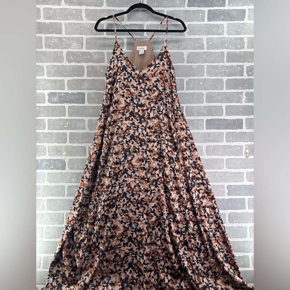 Nicole‎ Miller New York Spaghetti Strap A-Line Maxi Dress with Pockets Medium